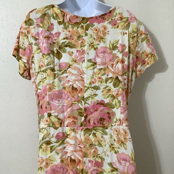 Vintage 90s Cottagecore Colorful Floral Fairy Prairie Full Button Maxi Dress 16T - Picture 5 of 8